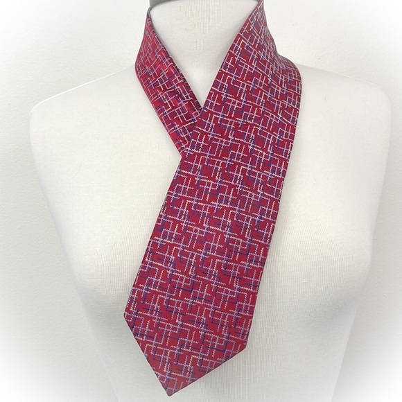 💕Beautiful Red Jhane Barnes Mens Silk Tie💕 - Picture 7 of 13